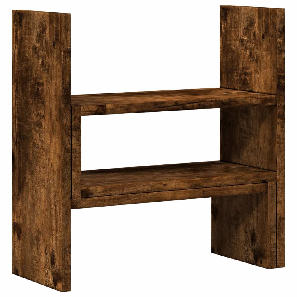 vidaXL füstös tölgy szerelt fa állítható asztali szervező 40x17x41 cm