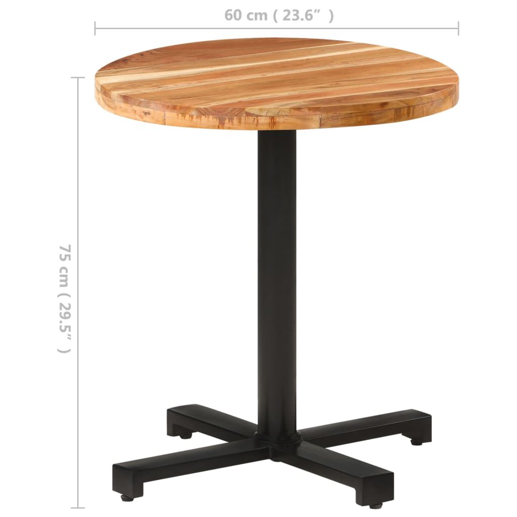 vidaXL kerek tömör akácfa bisztróasztal Ø70 x 75 cm