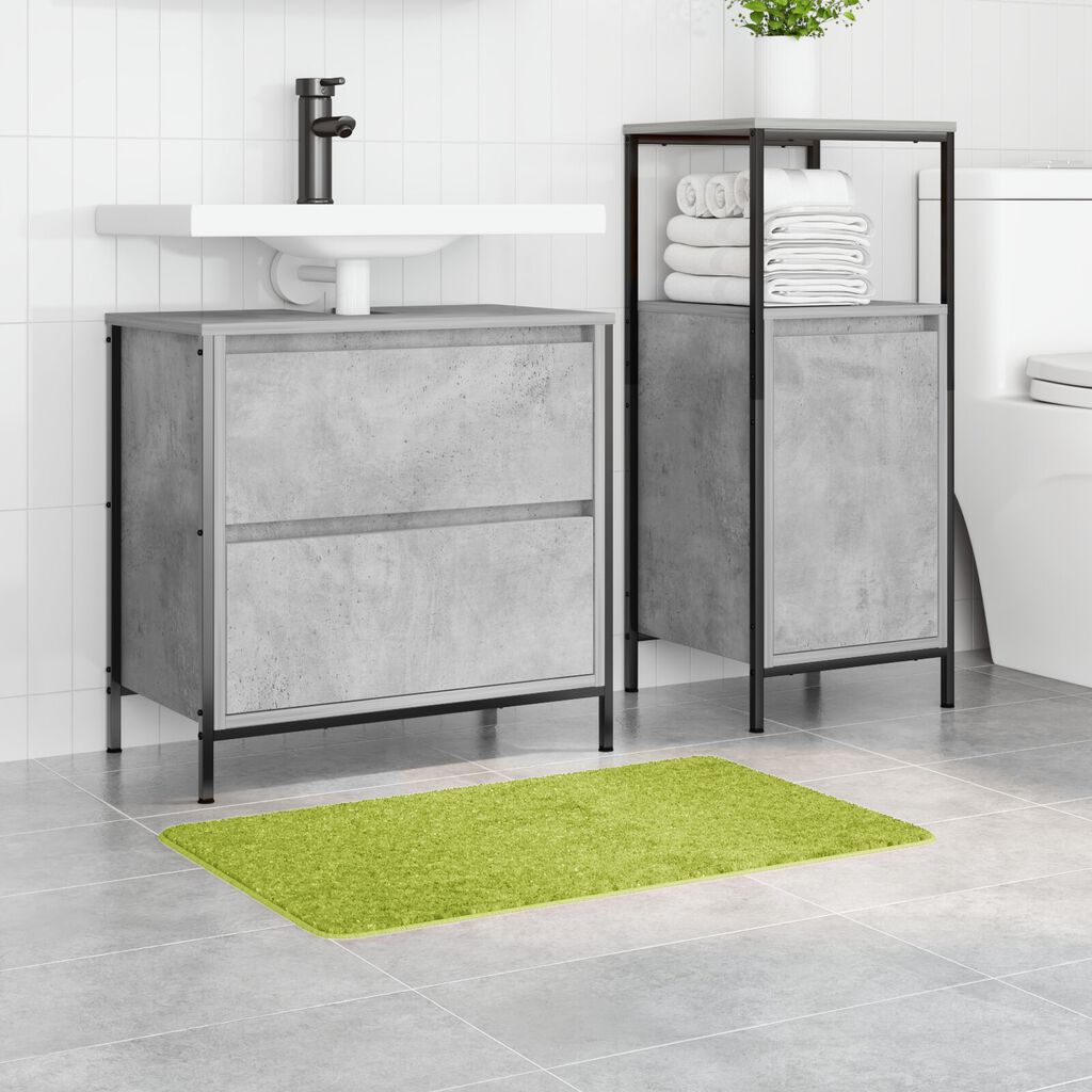 vidaXL Fürdőszobai Szőnyeg Négyszögletes Zöld 50x80 cm Poliészter Csúszásgátló
