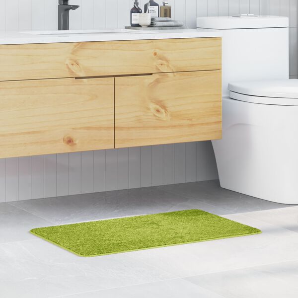 vidaXL Fürdőszobai Szőnyeg Négyszögletes Zöld 50x80 cm Poliészter Csúszásgátló