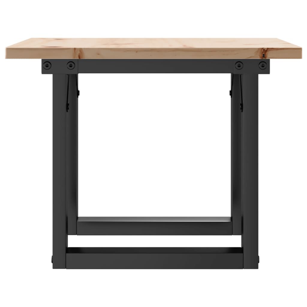 vidaXL tömör fenyőfa és acél dohányzóasztal O-vázzal 50x50x35 cm