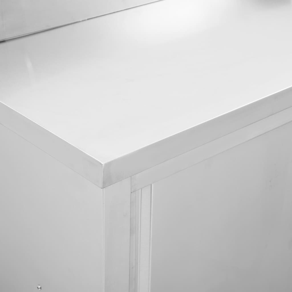 vidaXL rozsdamentes acél munkaasztal tolóajtókkal 100x50x(95-97) cm