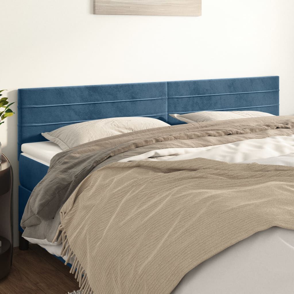 vidaXL sötétkék bársony fejtámla 100x5x78/88 cm