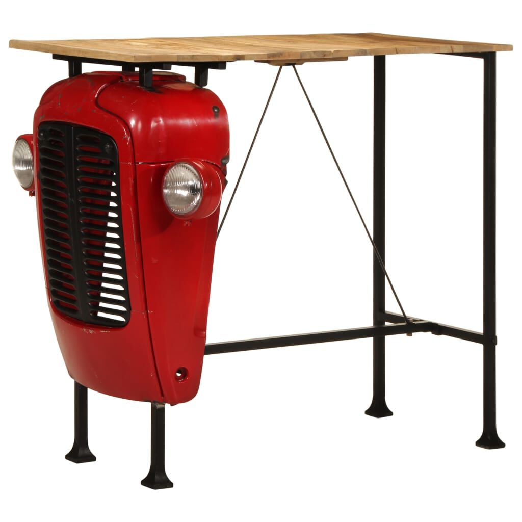 vidaXL piros és barna tömör mangófa traktor bárasztal 55x120x107 cm