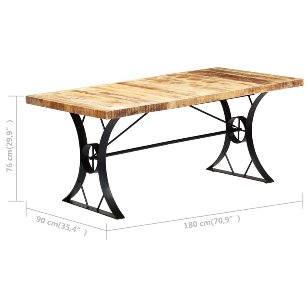 vidaXL tömör mangófa étkezőasztal 180 x 90 x 76 cm